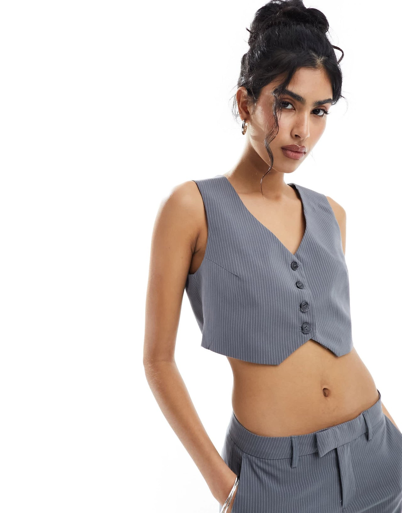 Bershka tailored waistcoat co-ord in grey