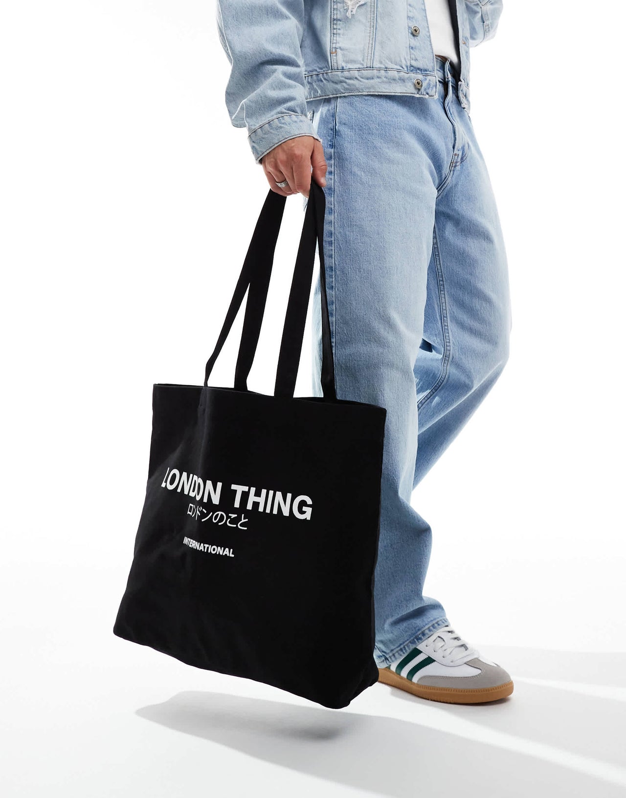 ASOS DESIGN heavyweight tote with London graphic in black