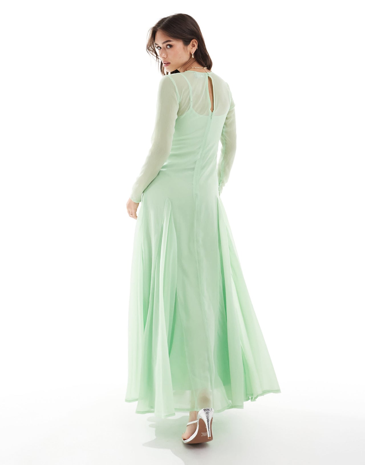 ASOS DESIGN sheer chiffon midaxi tent dress in sage green