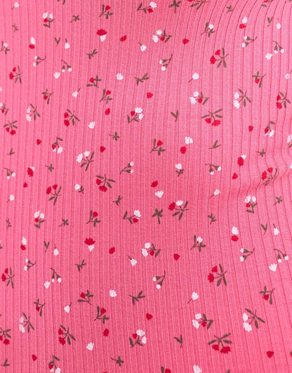 Wednesday's Girl ditsy print ribbed bandeau mini dress in pink