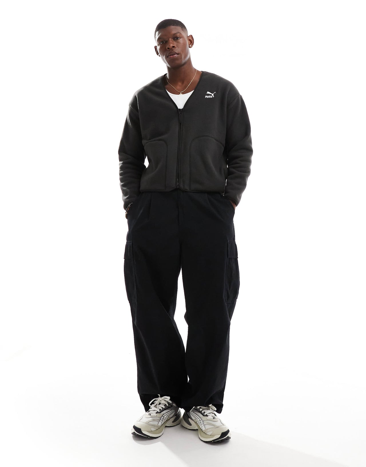 Puma Classics fleece cardigan in black