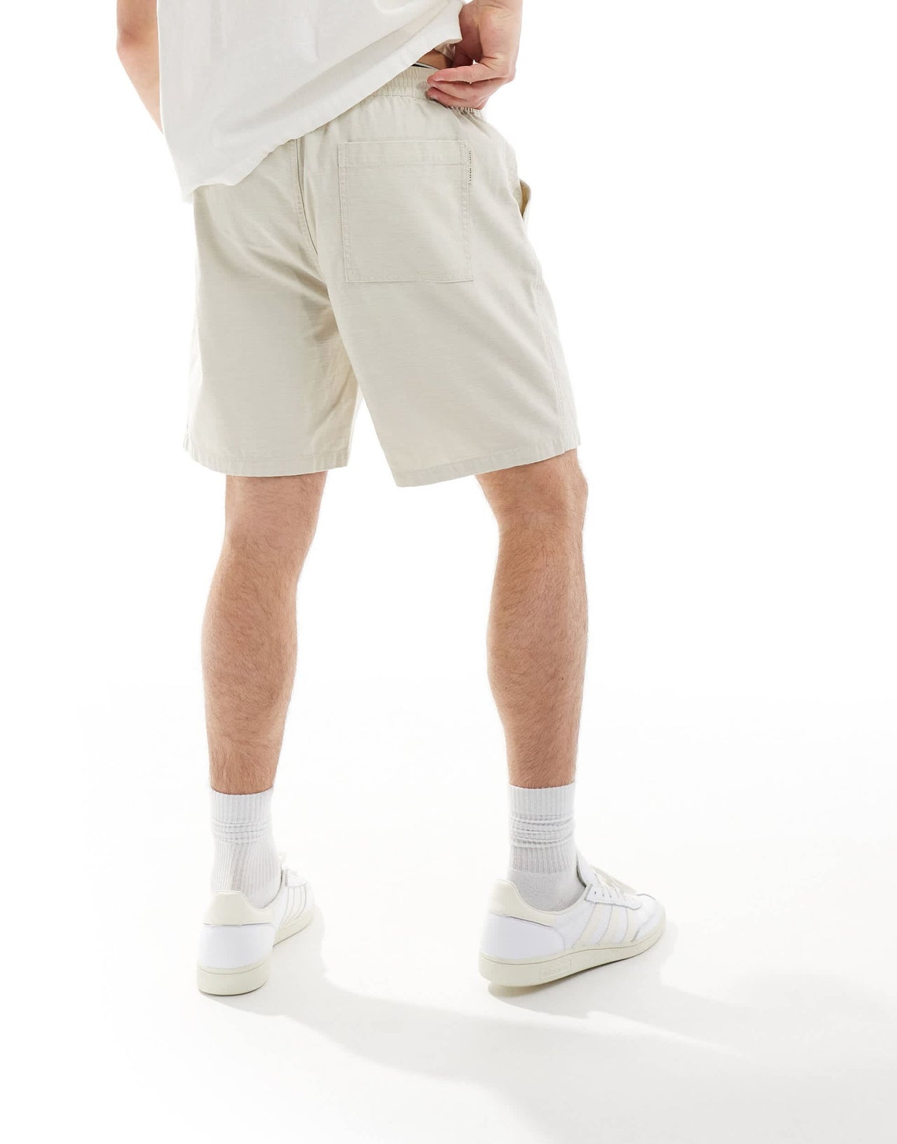 River Island pull on shorts in light beige