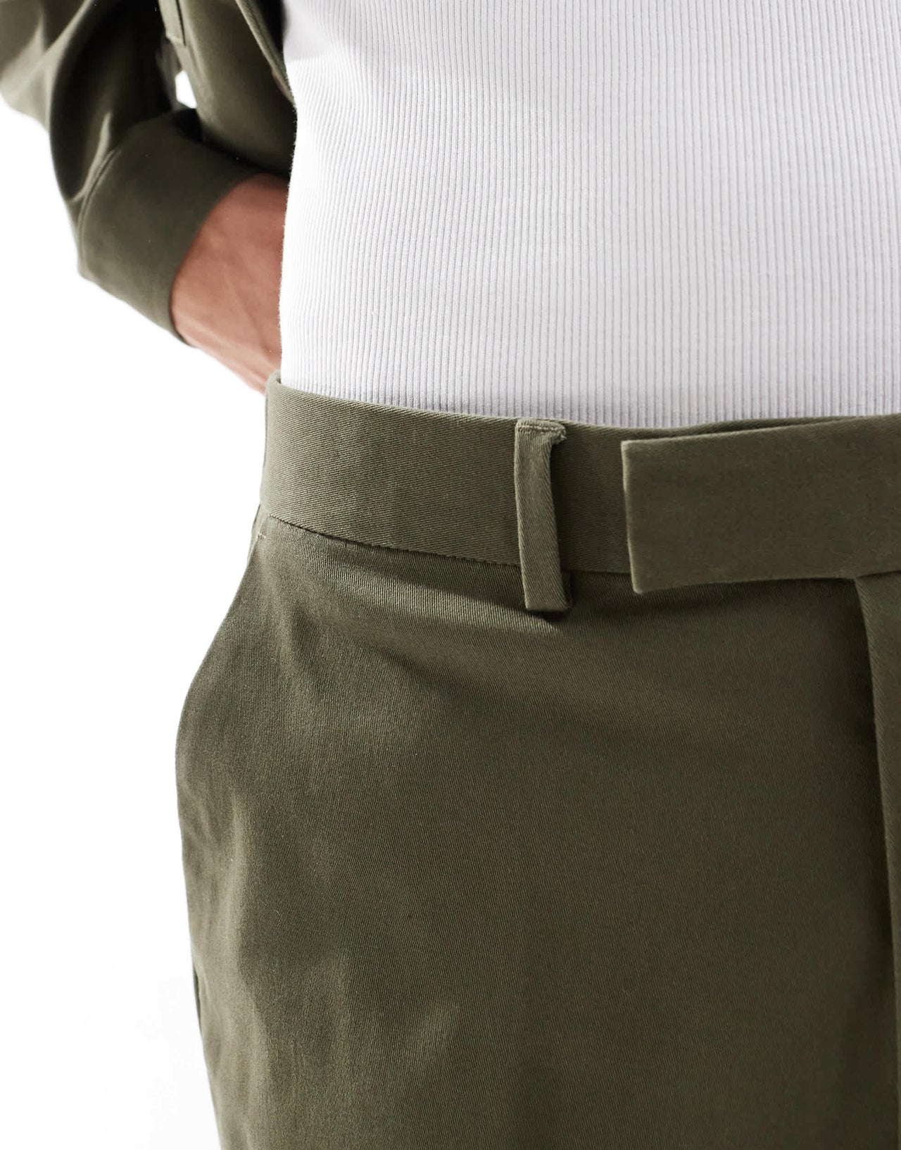 ASOS DESIGN smart co-ord straight leg trousers in khaki with elasticated waist