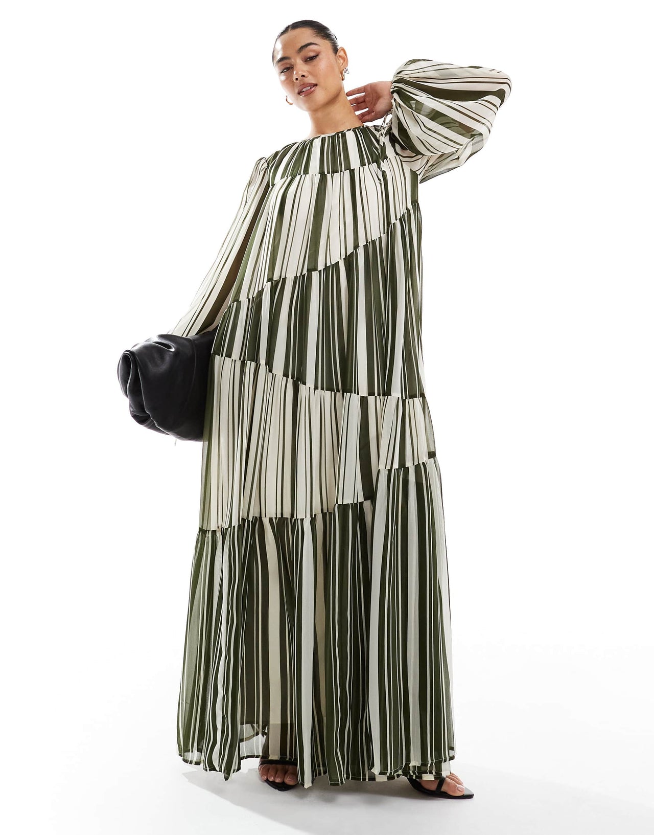 ASOS DESIGN mixed stripe print smock maxi dress