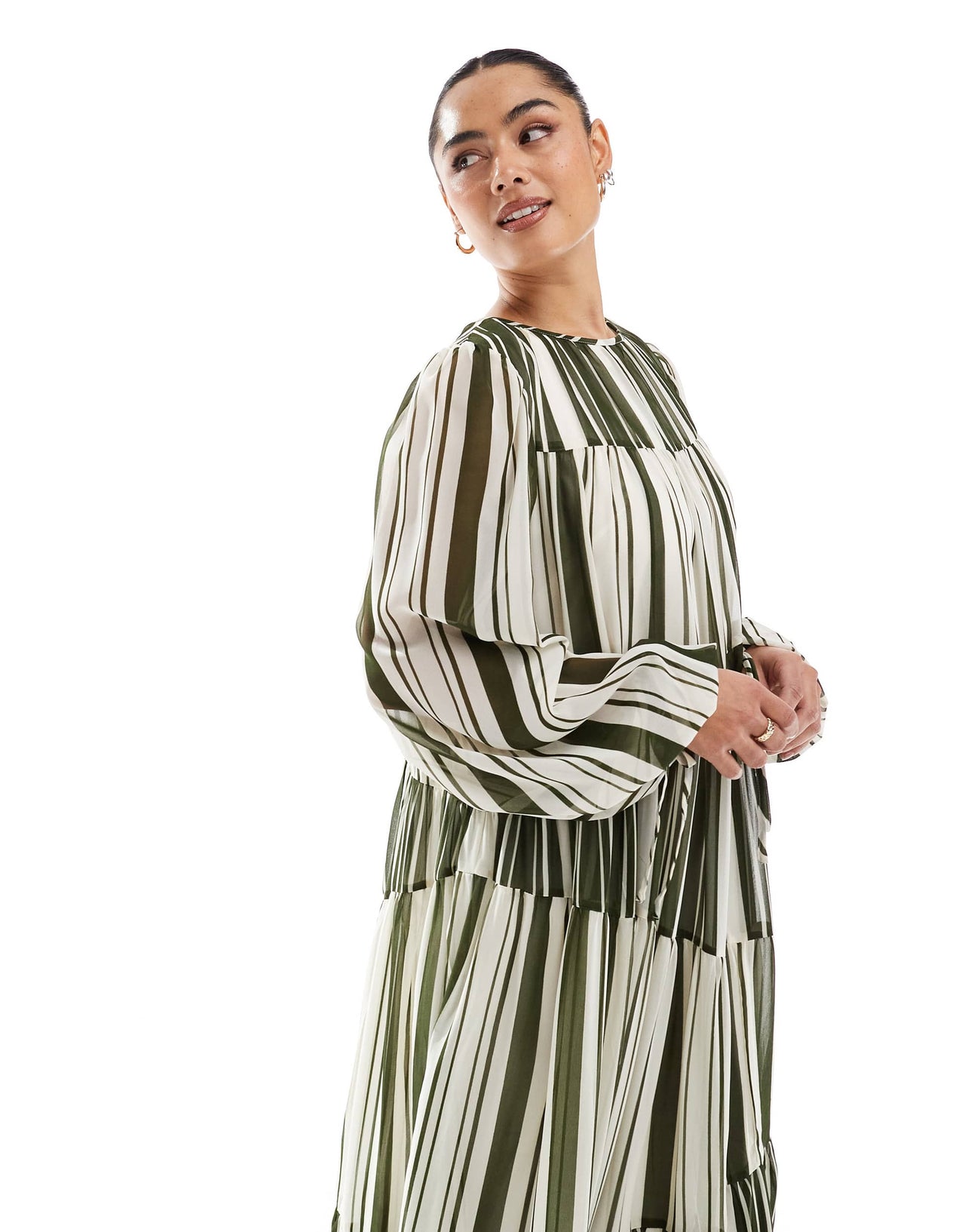 ASOS DESIGN mixed stripe print smock maxi dress