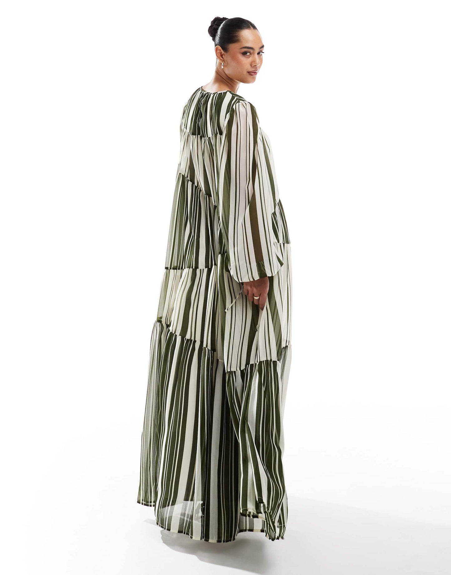 ASOS DESIGN mixed stripe print smock maxi dress