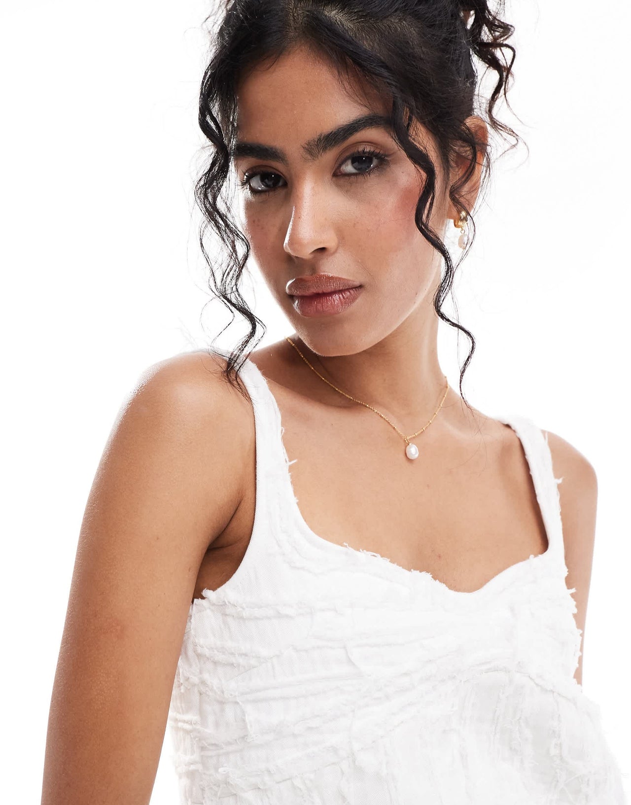 & Other Stories mini dress with fringing in white