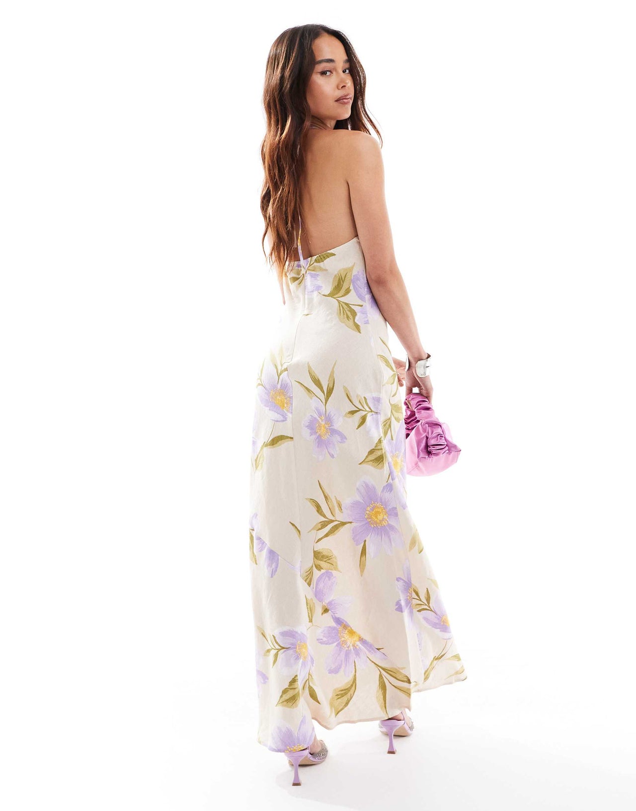 & Other Stories maxi dress with gathered halter neck in floral print
