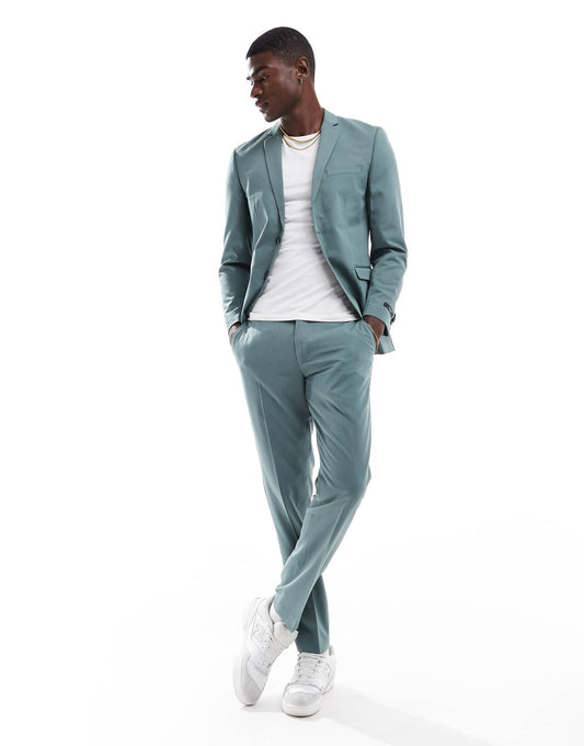 Jack & Jones slim fit suit trouser in sage green