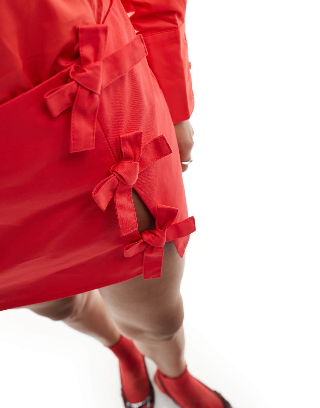 Lioness bow side cut out ultra mini skirt co-ord in red