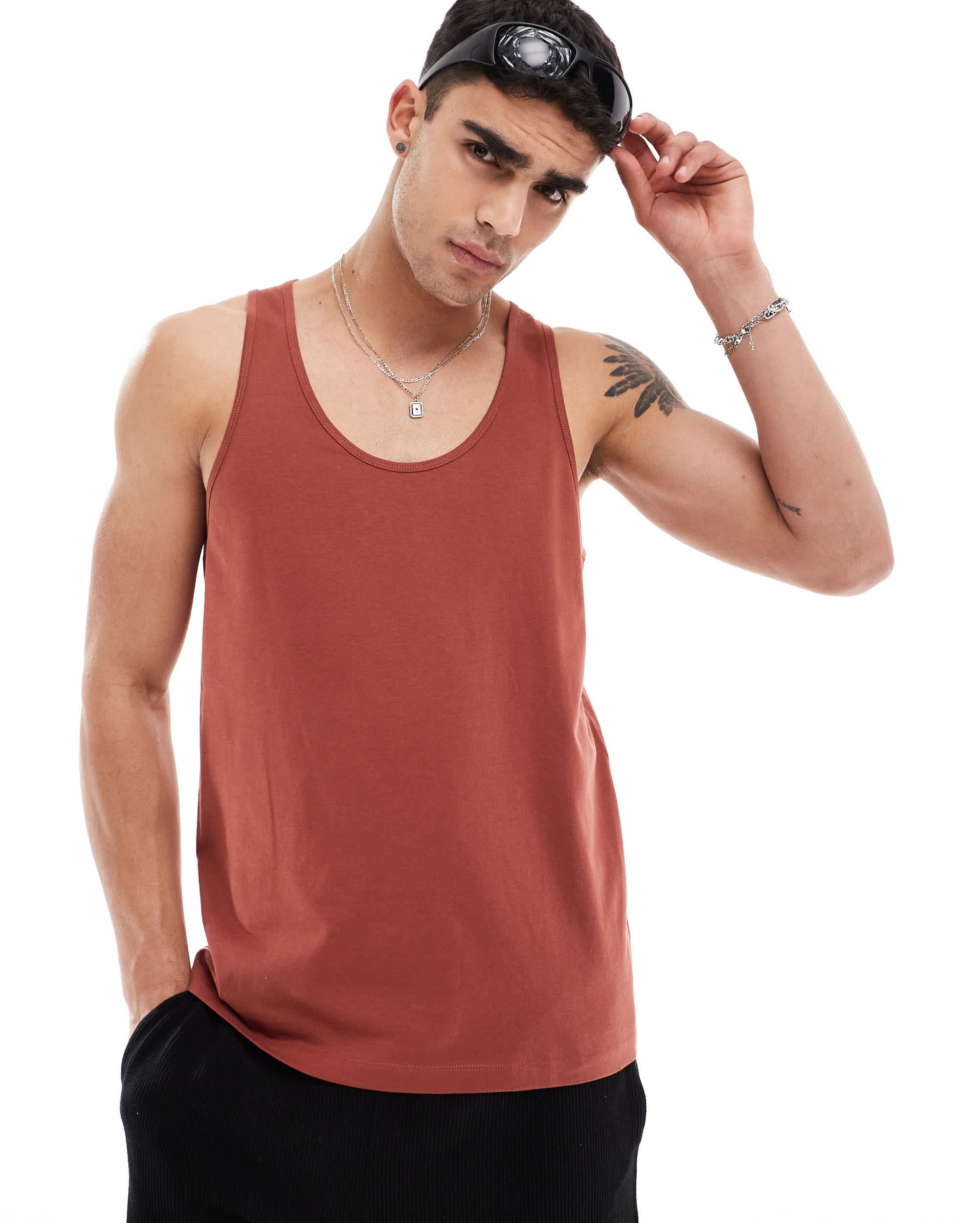 ASOS DESIGN essential vest in brown