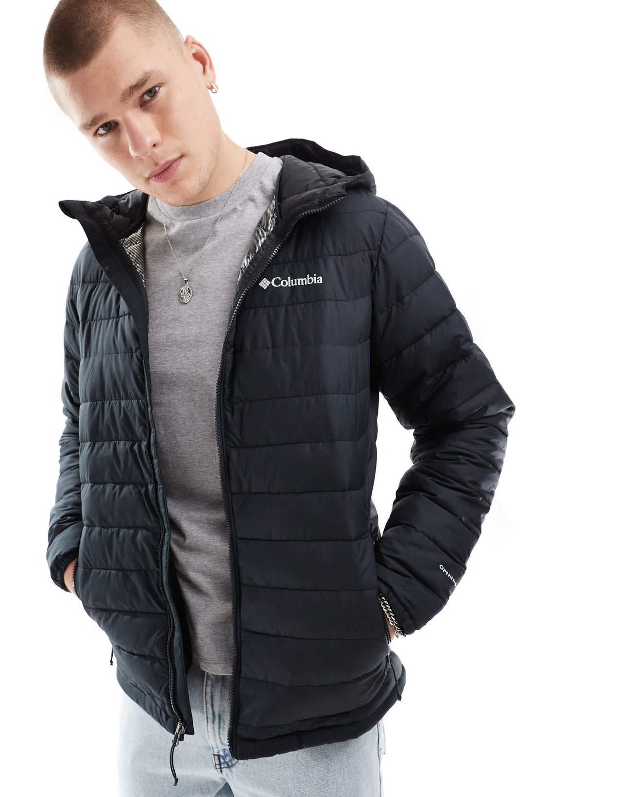 Columbia Powder Lite II hooded jacket in black
