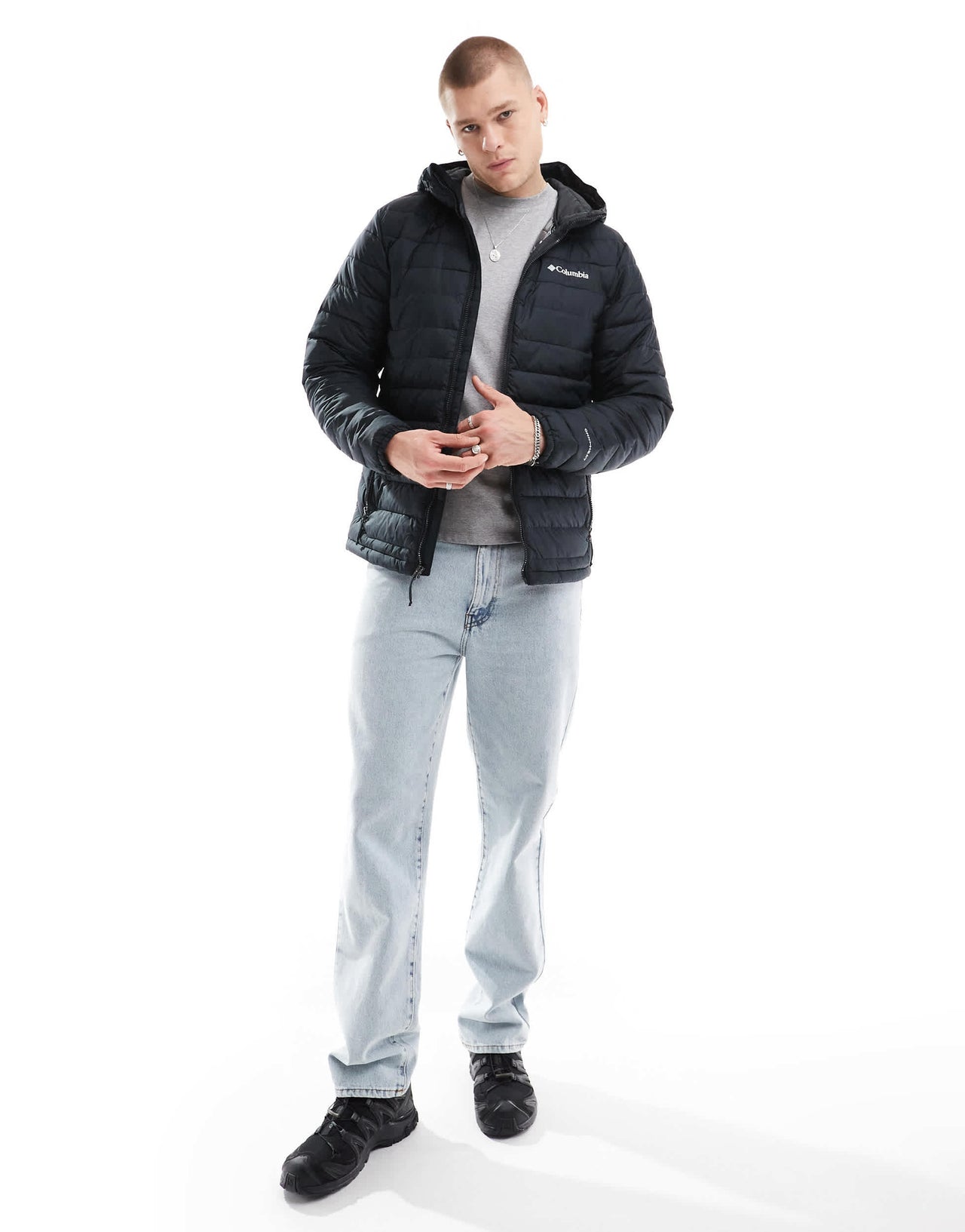 Columbia Powder Lite II hooded jacket in black