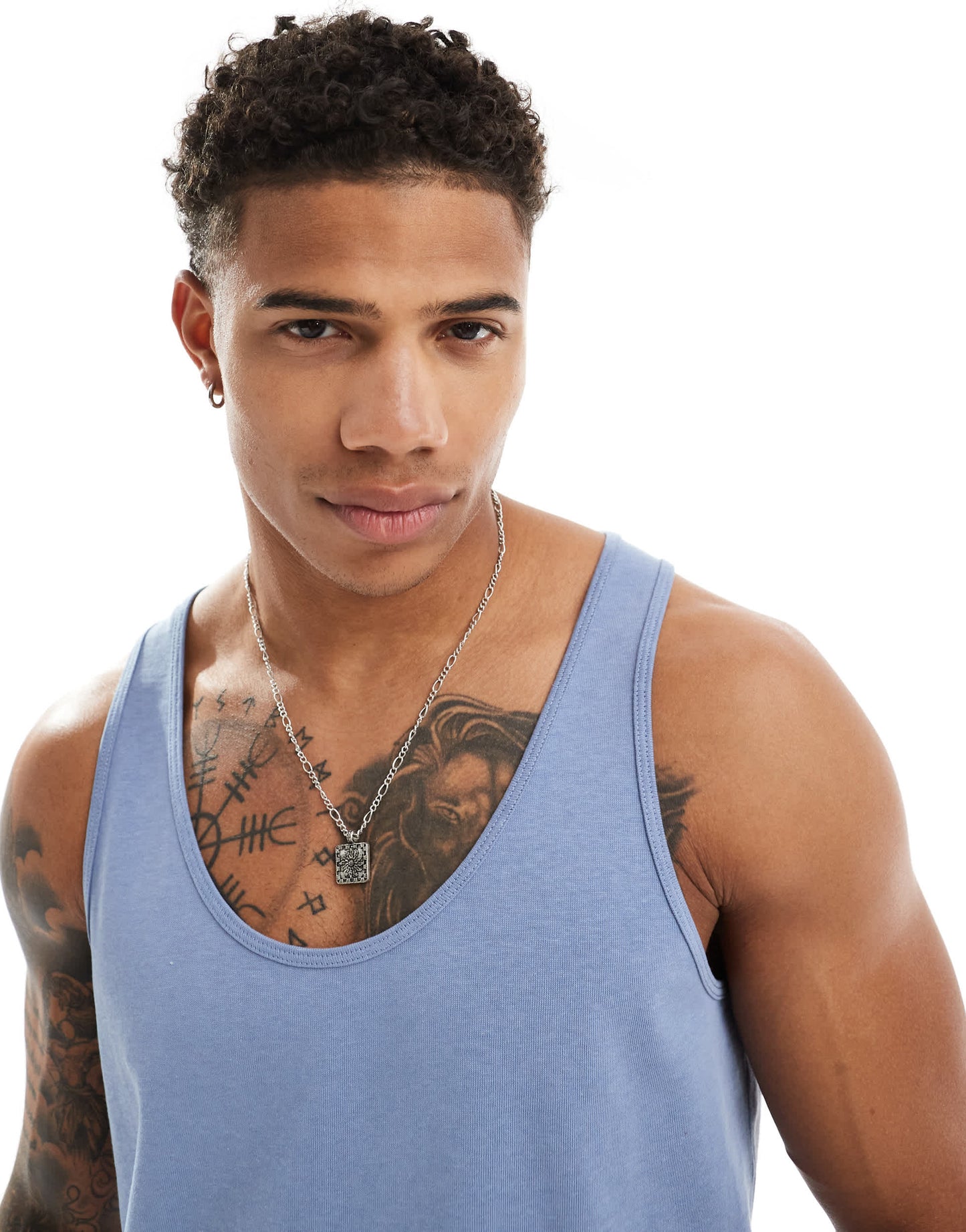 ASOS DESIGN heavyweight vest in mid blue