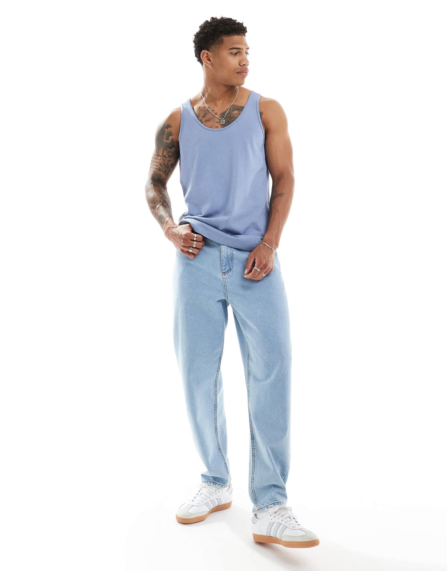 ASOS DESIGN heavyweight vest in mid blue