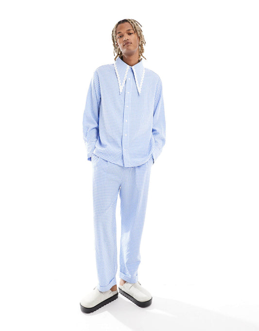 Sister Jane gingham trouser co-ord in blue