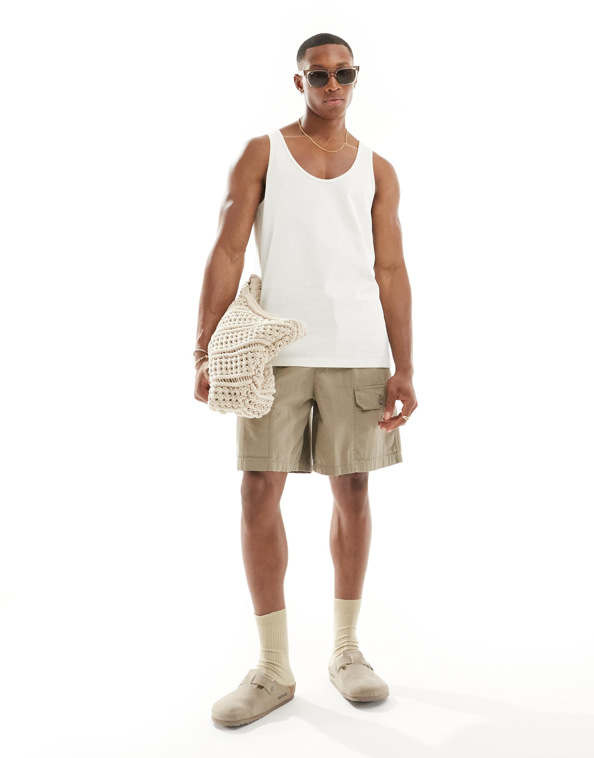 ASOS DESIGN heavyweight vest in cream