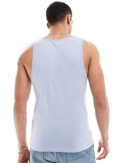 ASOS DESIGN essentials muscle fit vest in light blue