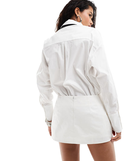 Lioness bow side cut out ultra mini skirt co-ord in white