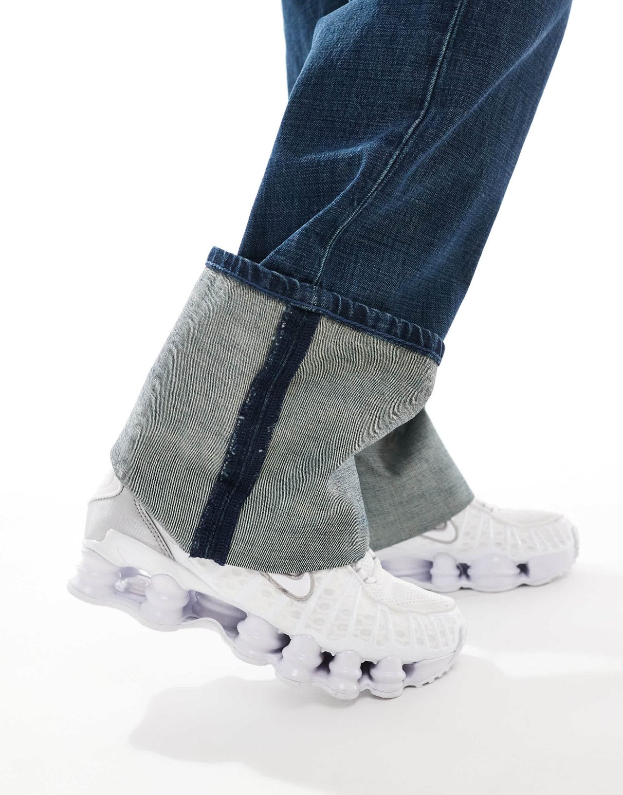 Weekday Galaxy Unisex loose fit jeans with fold up hem in sapphire blue