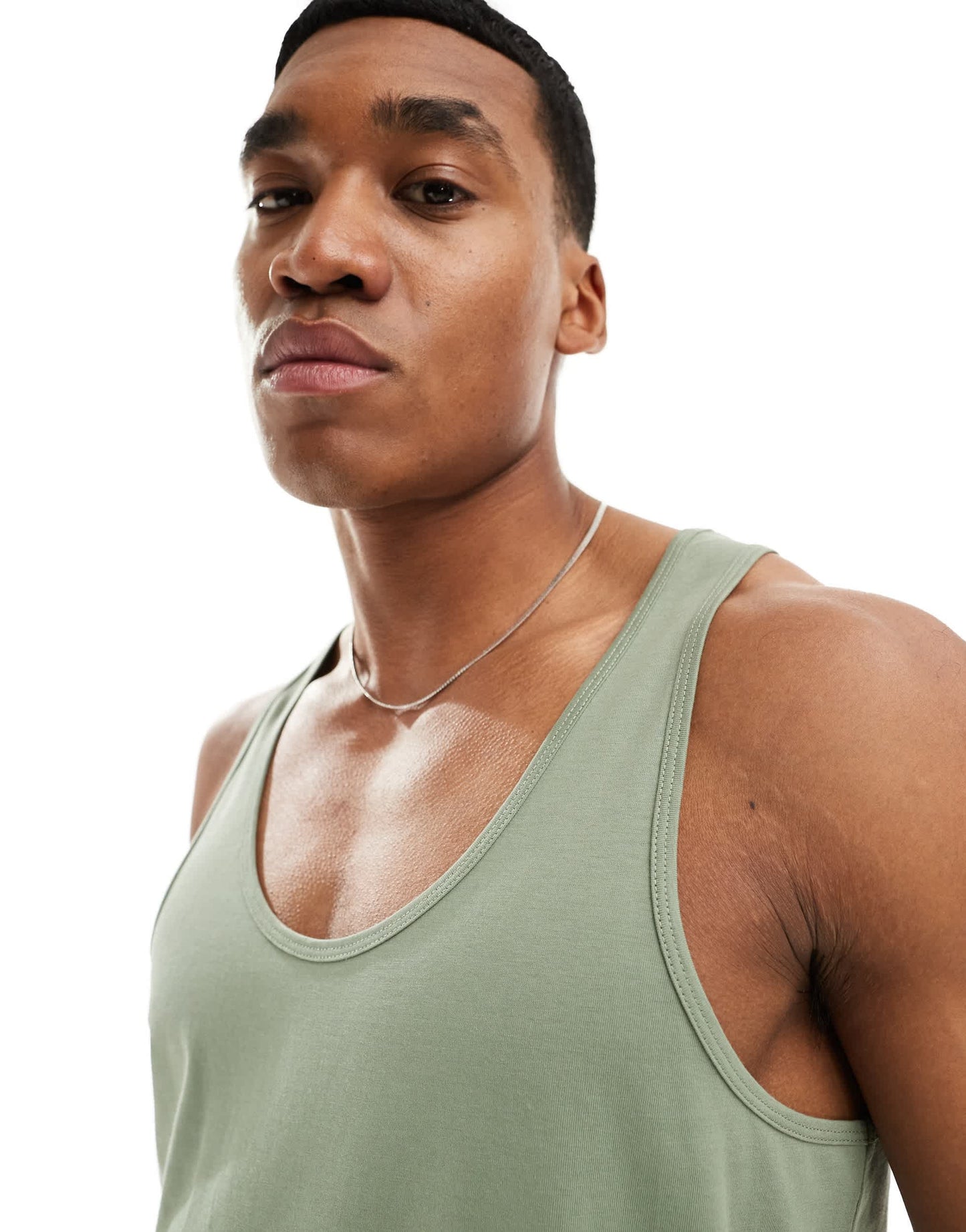 ASOS DESIGN essentials 2 pack vests in white and mid green