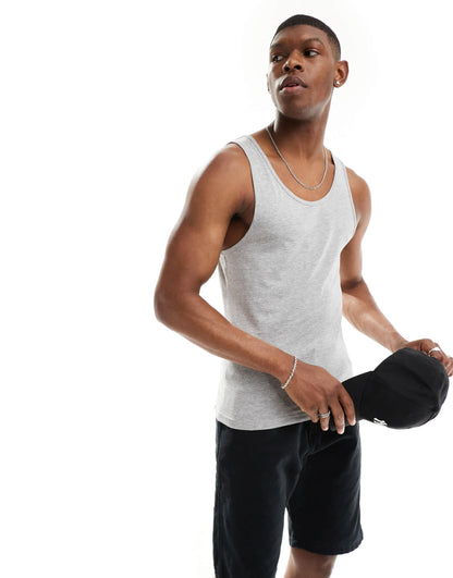 ASOS DESIGN essentials muscle fit vest in grey marl