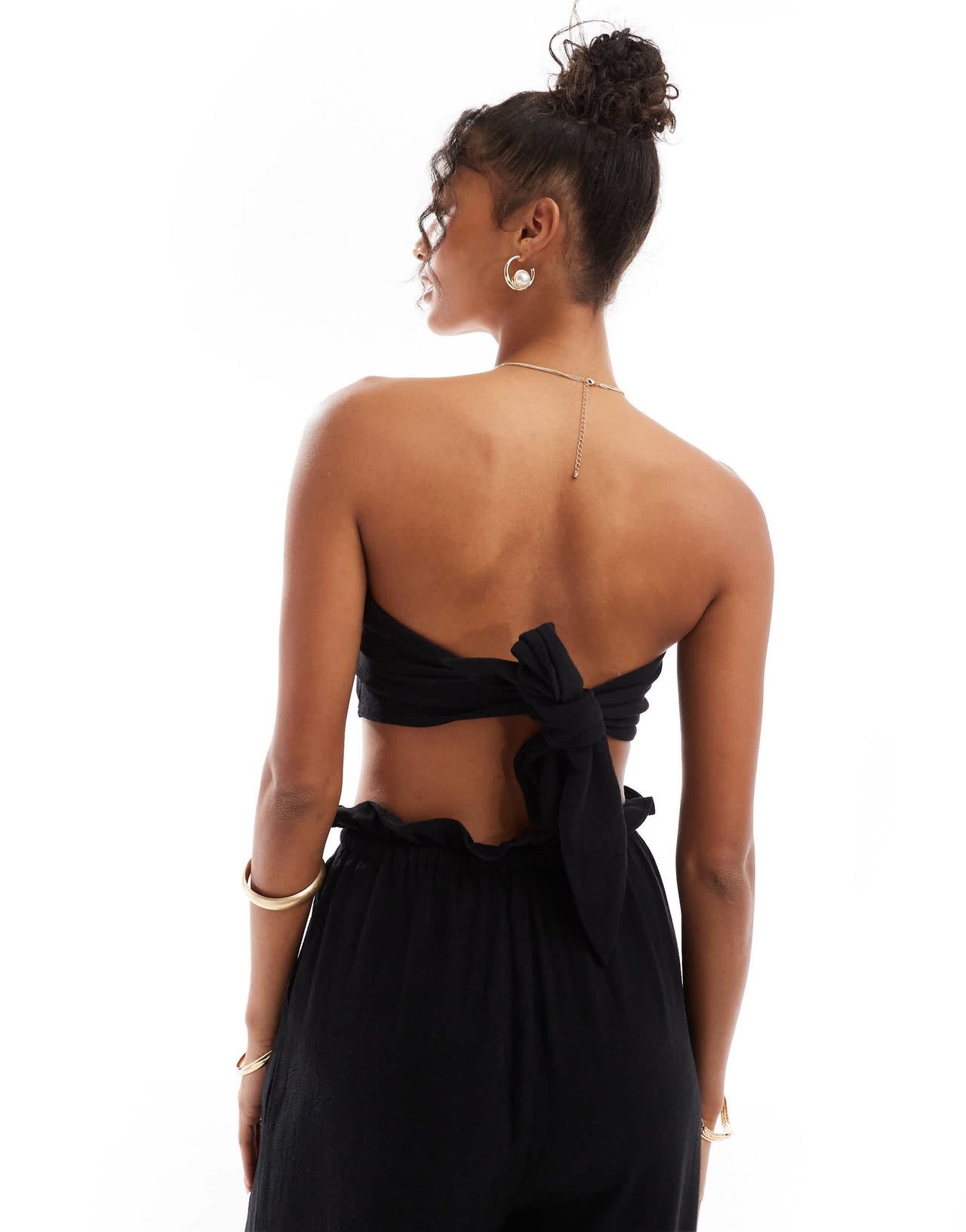 4th & Reckless tulum multiway bandeau crop beach top co-ord in black