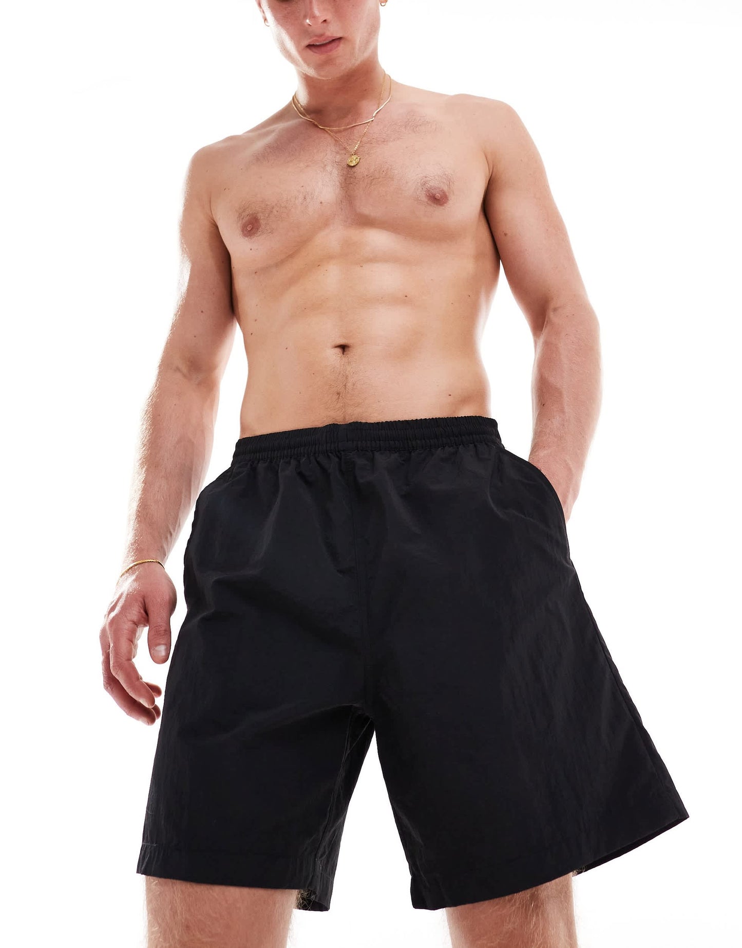 Weekday Ed skater style swim shorts in black