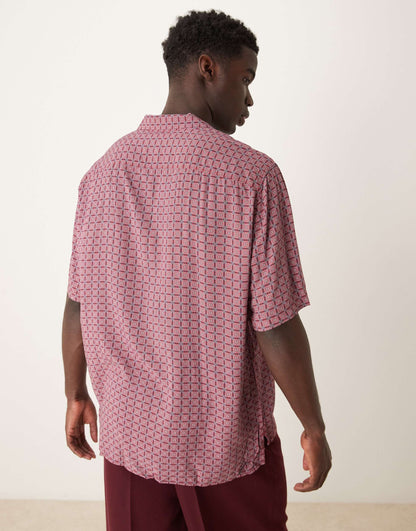 Selected short sleeve shirt with mandala print in red
