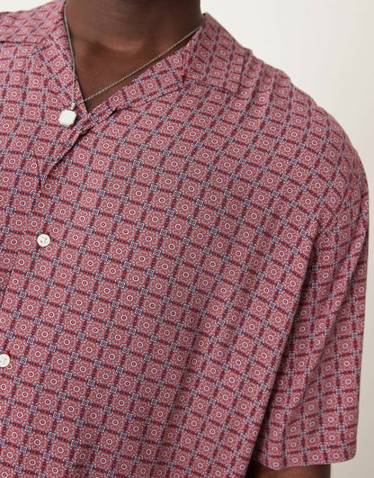 Selected short sleeve shirt with mandala print in red