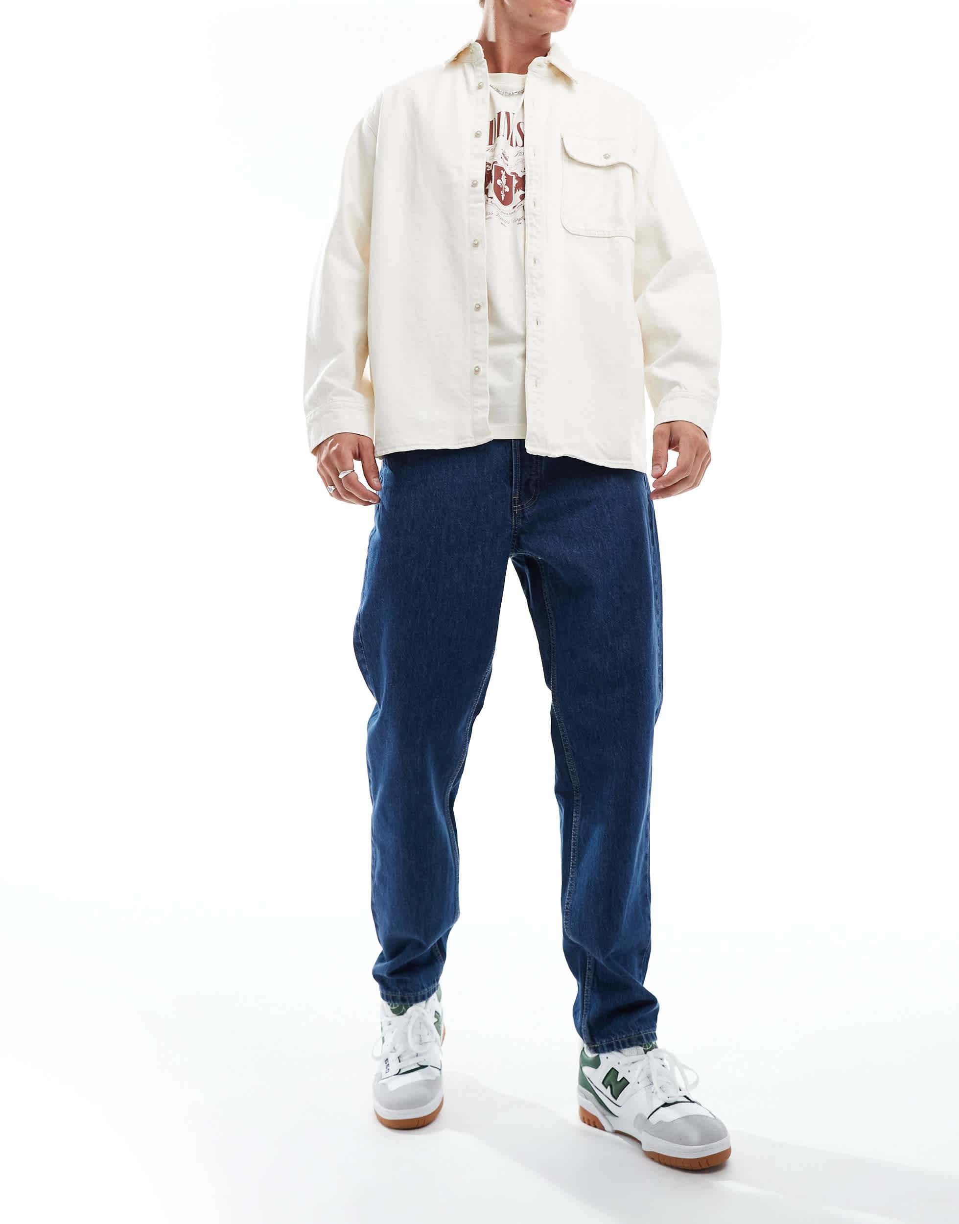 ONLY & SONS Tye loose tapered fit jeans in dark blue wash