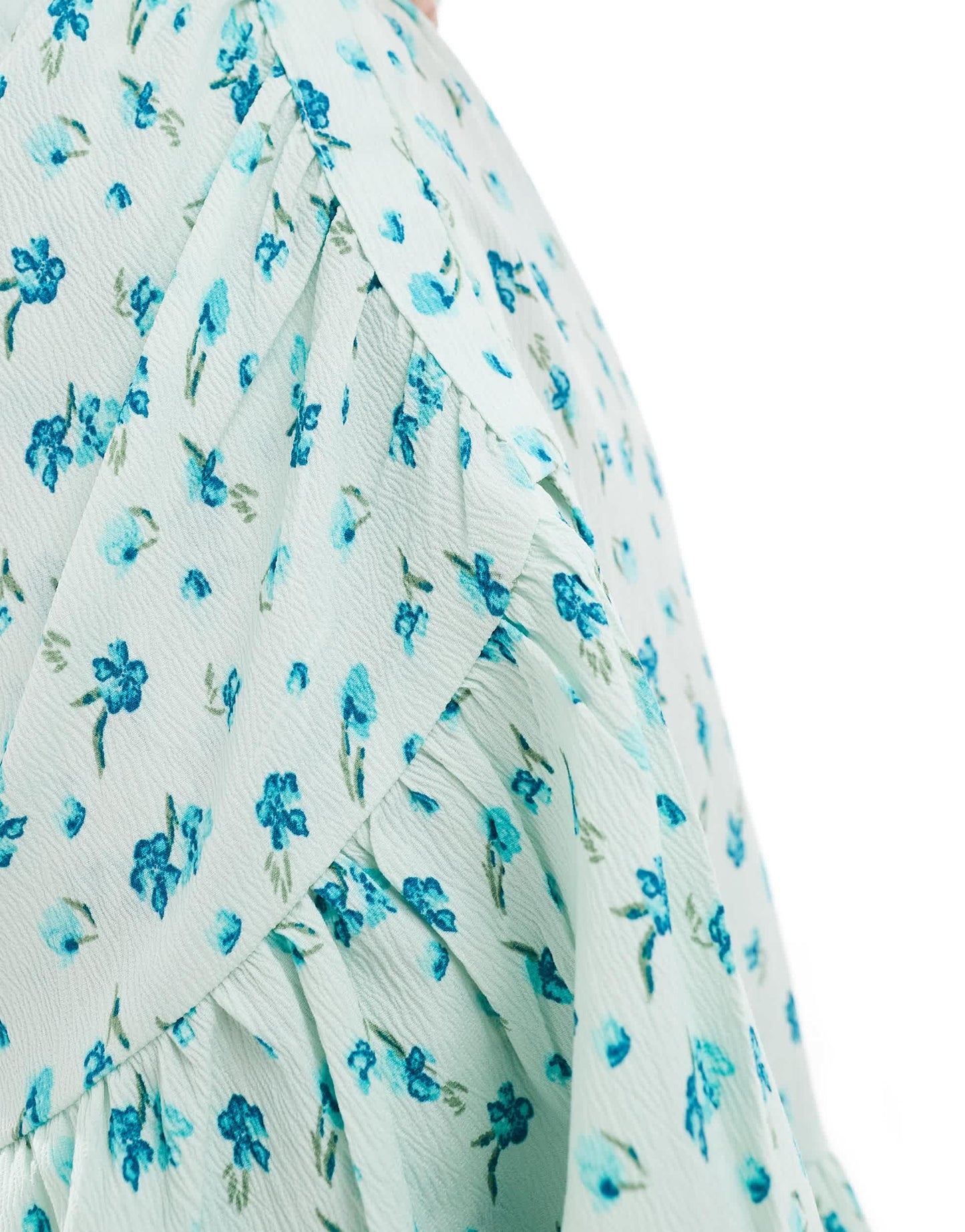 Vero Moda wrap front mini dress in light blue floral