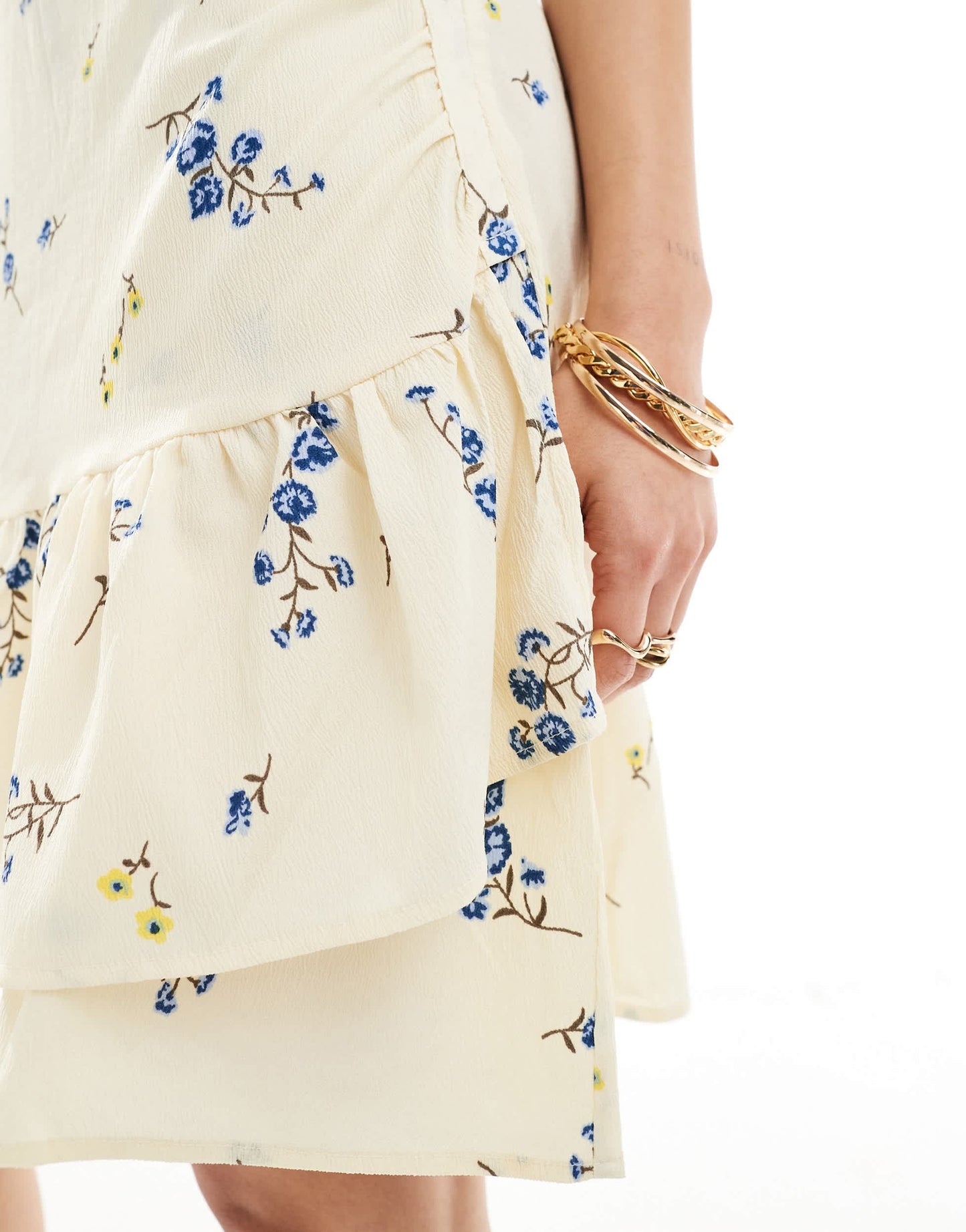 Vero Moda wrap front mini dress in light yellow floral