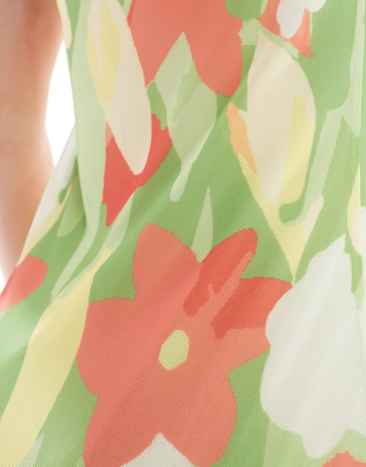 Vero Moda Tall sleeveless lettuce edge mesh dress in green floral print