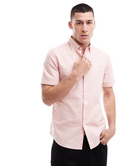 Farah Brewer slim fit short sleeve shirt in pink
