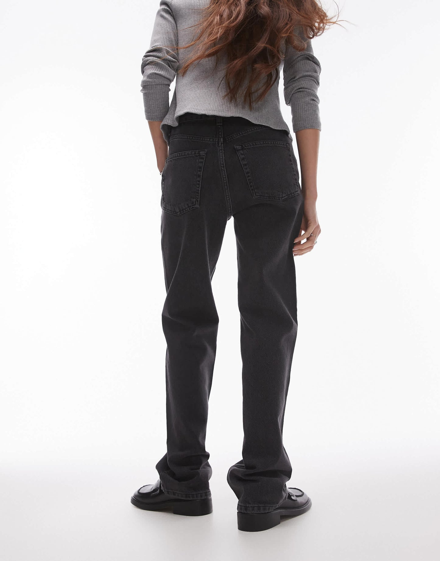 Topshop Kort high rise straight jean in black