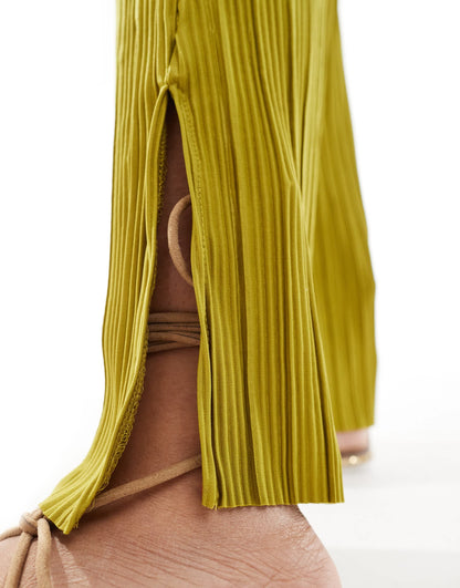 ONLY exclusive plisse trouser co-ord in green