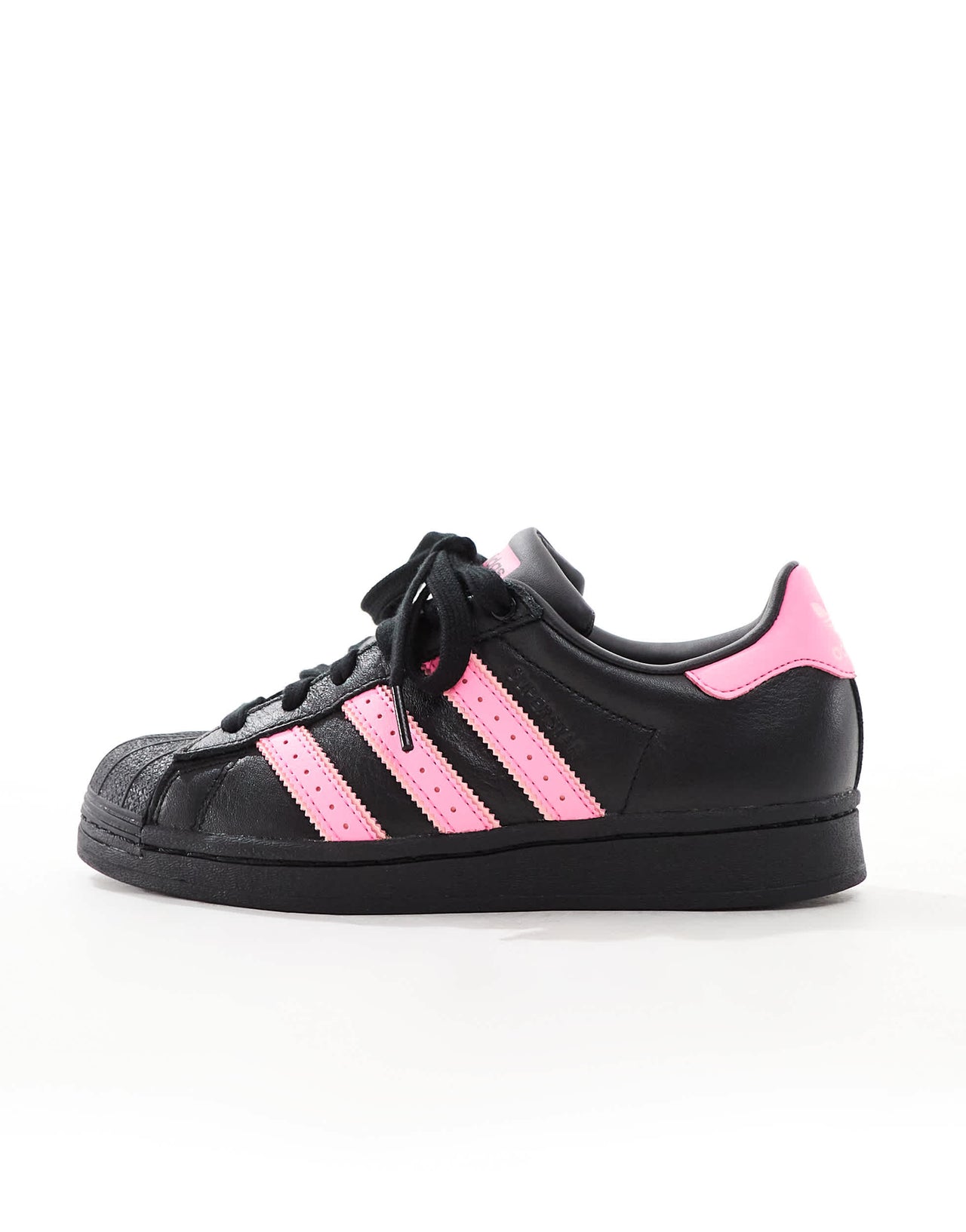 adidas Originals Superstar trainers in black and pink