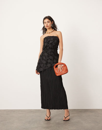 ASOS EDITION jacquard floral bandeau longline top in black