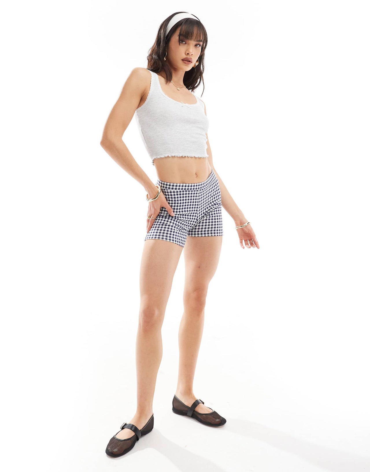 New Look lace trim vest in grey