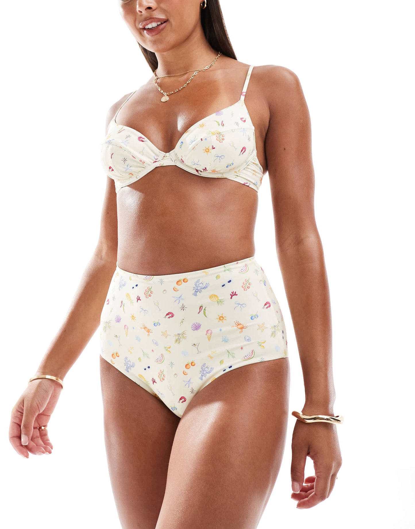 ASOS DESIGN Kellie underwired bikini top in doodle print