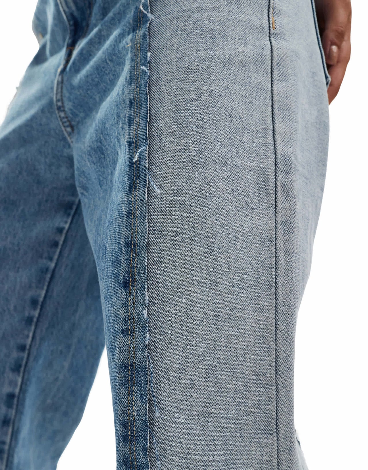 Mango mixed denim straight leg jeans in blue