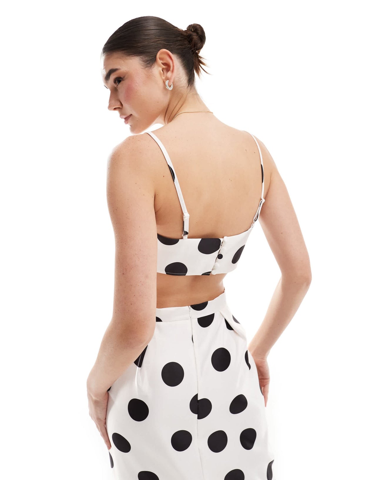 ASOS DESIGN formal crop cami top co-ord in spot print