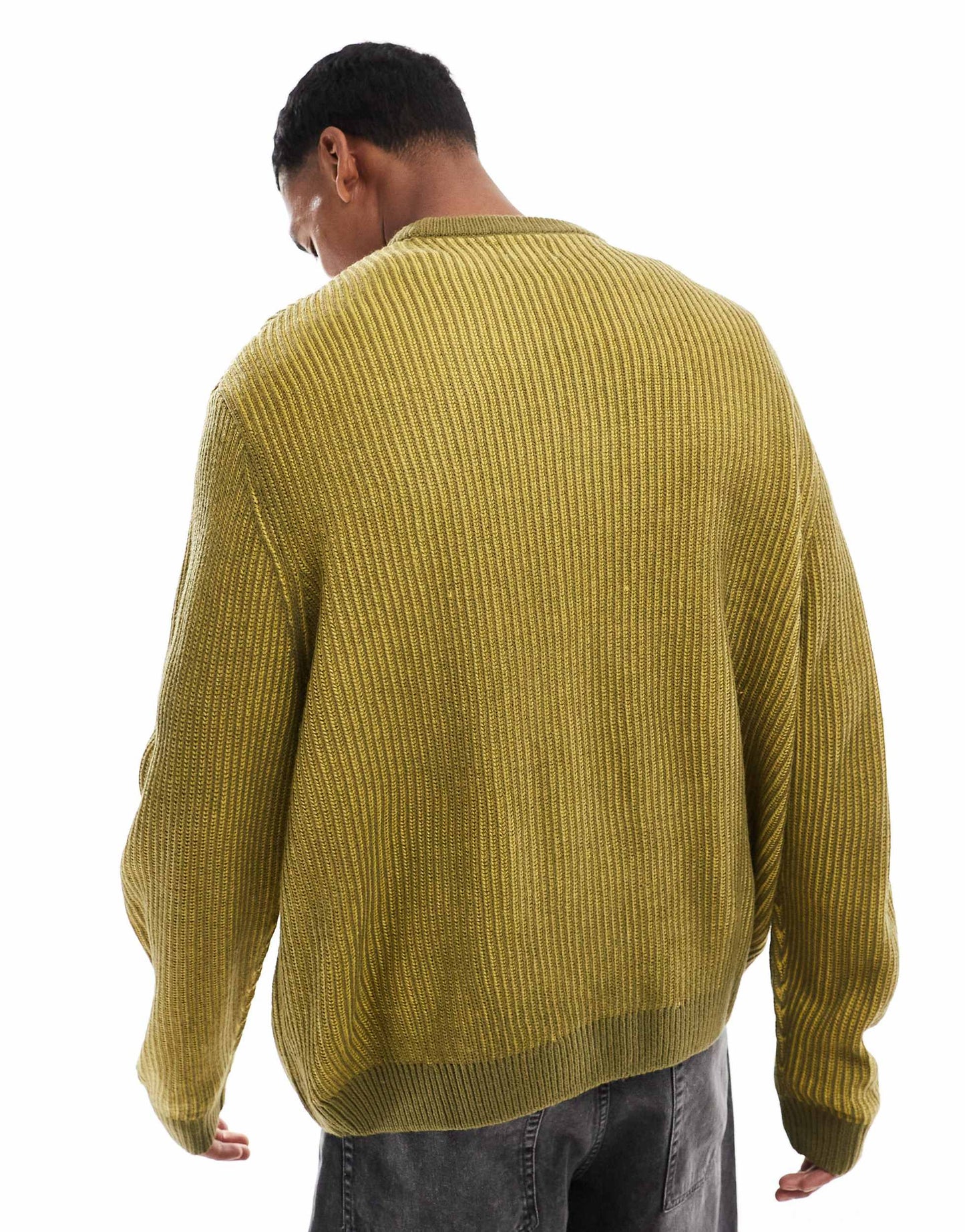 ASOS DESIGN oversized knitted plated fisherman rib jumper in khaki