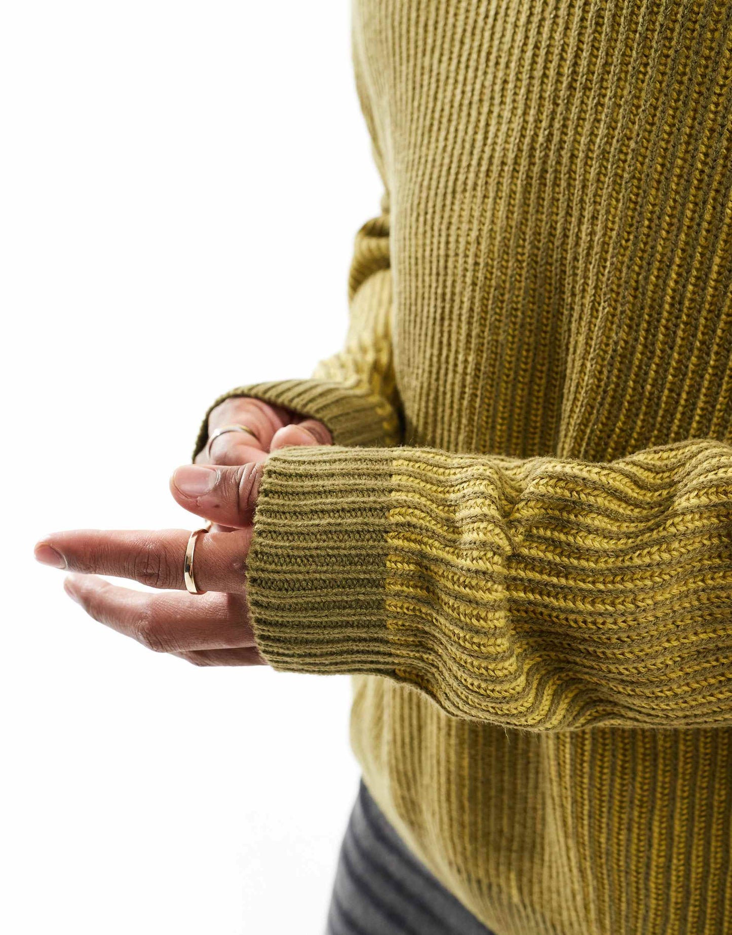 ASOS DESIGN oversized knitted plated fisherman rib jumper in khaki