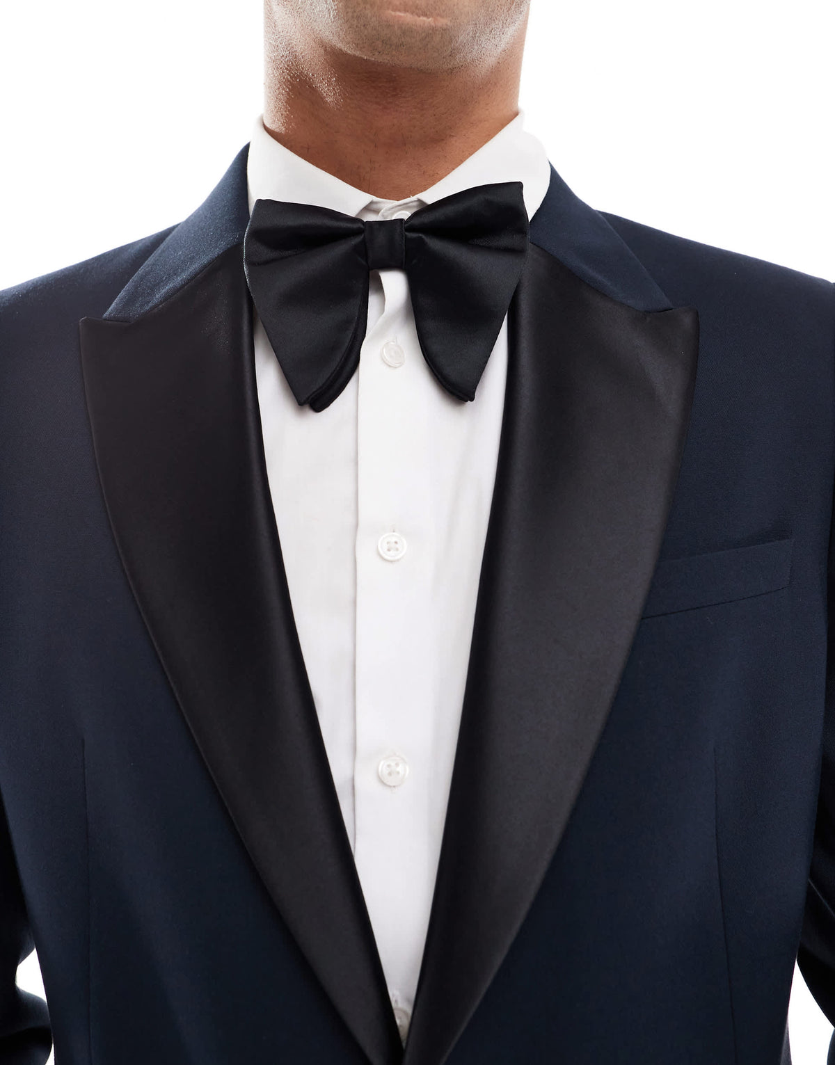 ASOS DESIGN slim fit tuxedo jacket in deep navy