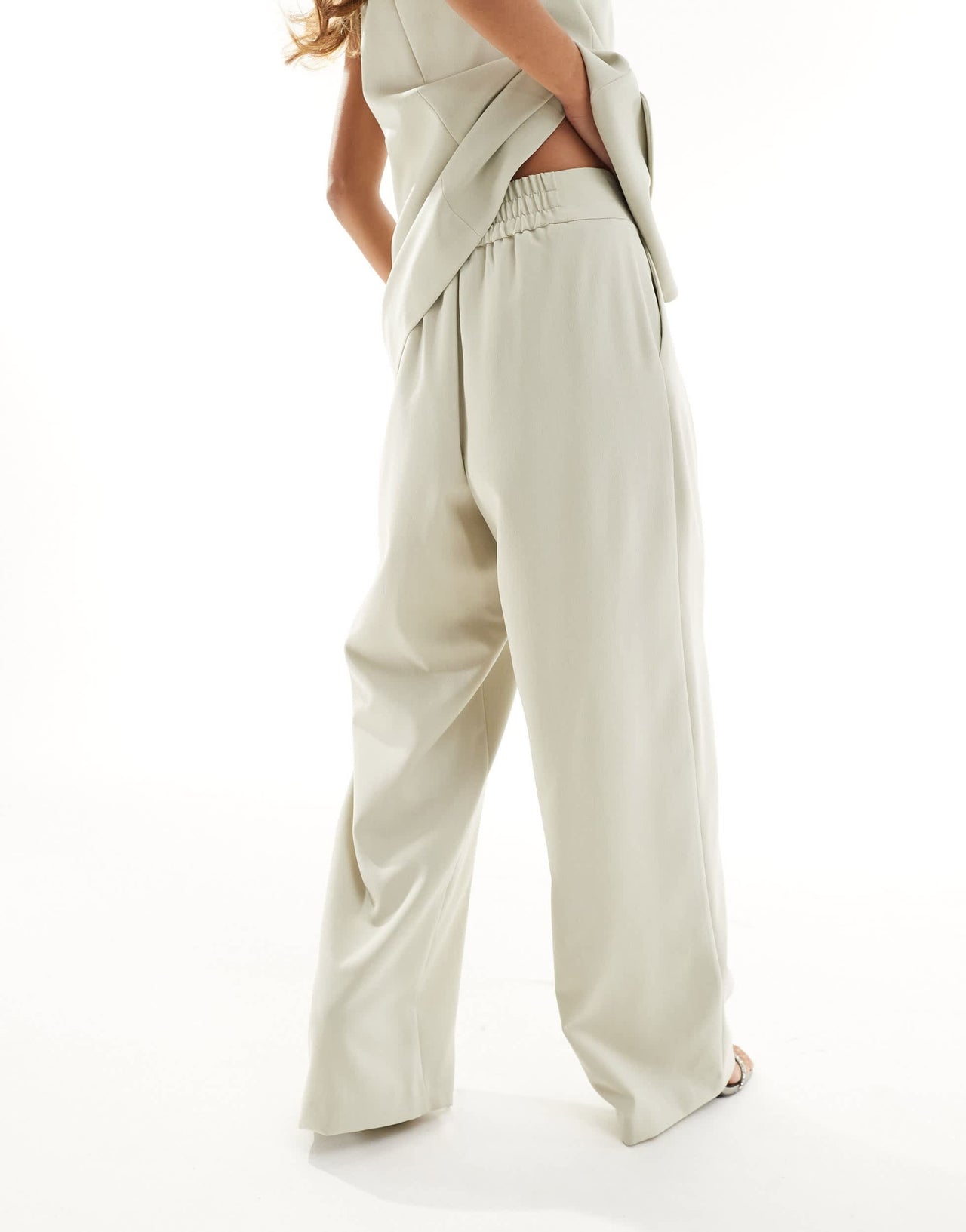 River Island wide leg trouser in light green