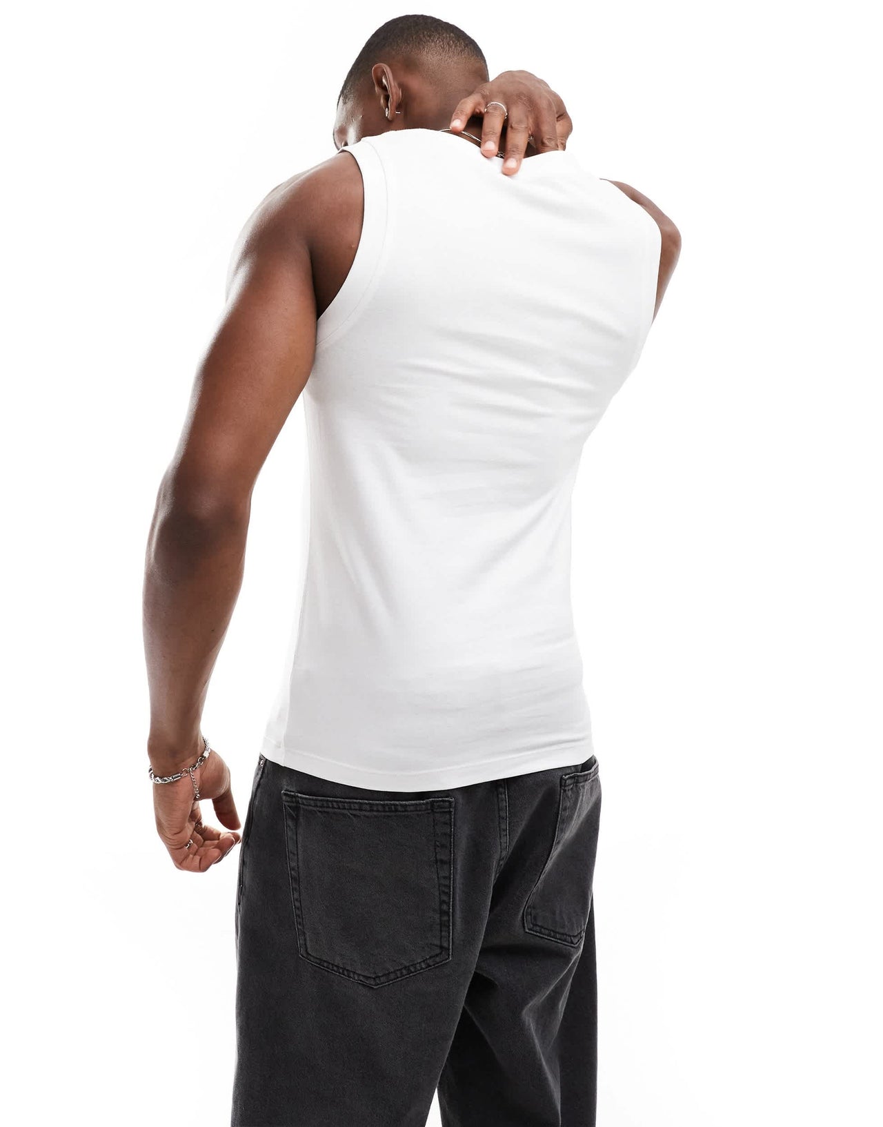 ASOS DESIGN muscle vest in white with chest print