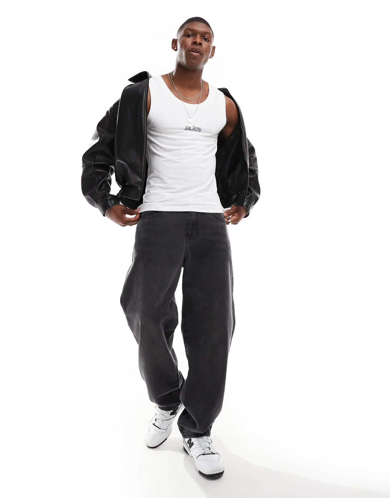 ASOS DESIGN muscle vest in white with chest print