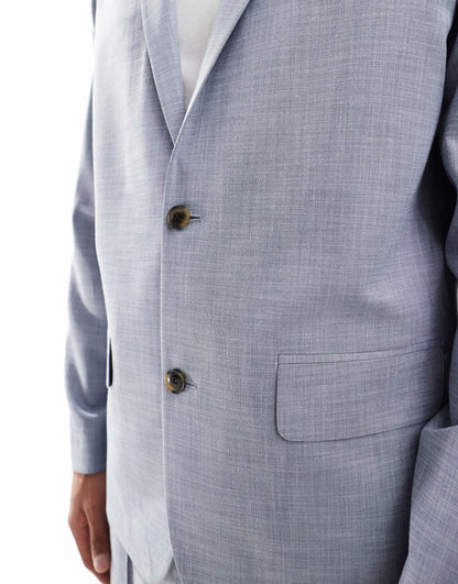 ASOS DESIGN relaxed slouchy suit jacket in blue crosshatch